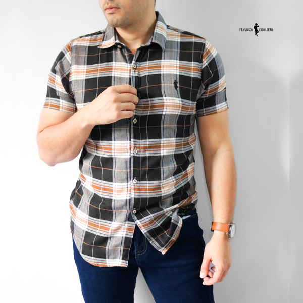 CAMISA LEÑERA NEGRA MANGA CORTA