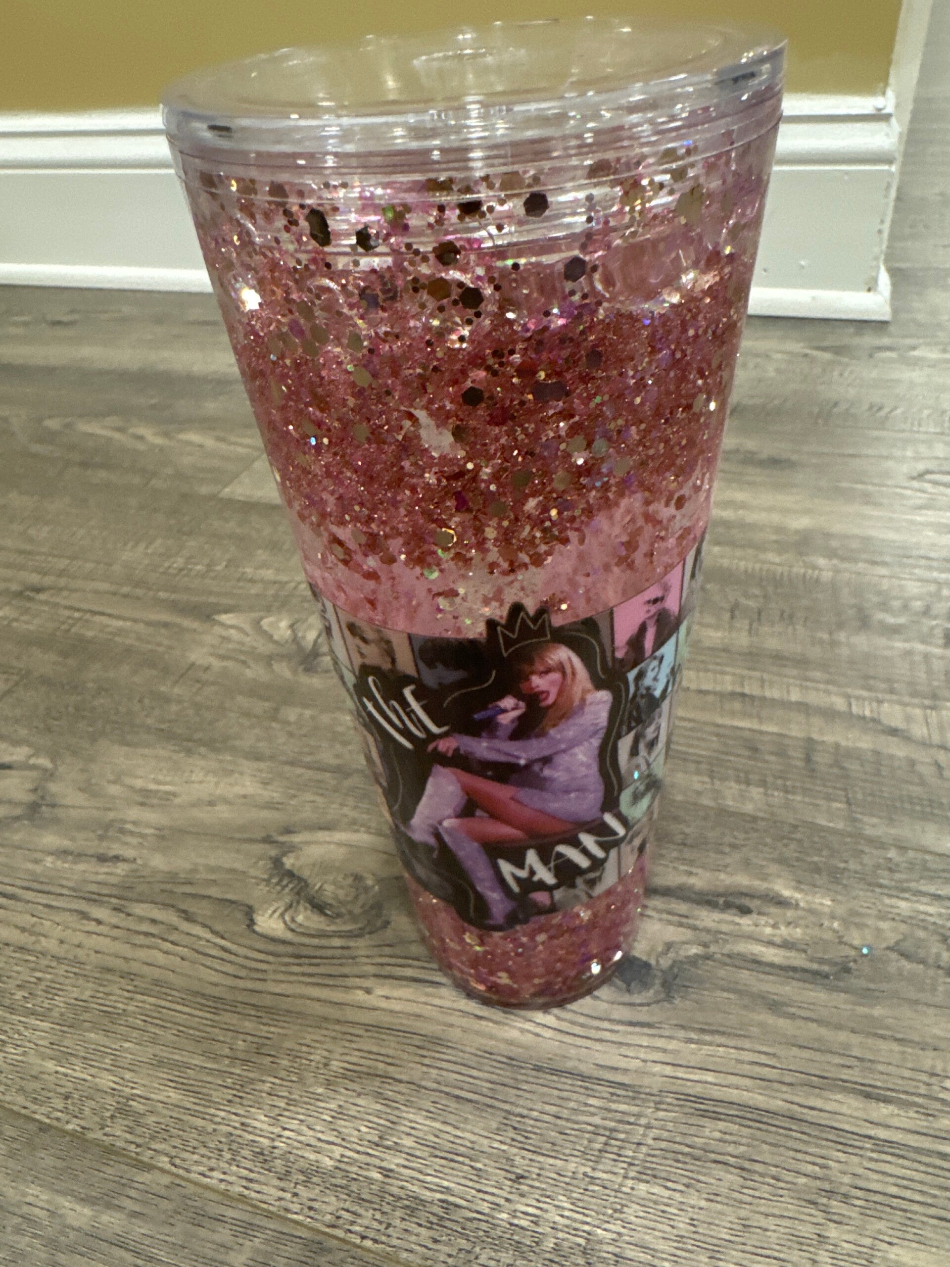 Taylor swift “The man” snowglobe tumbler