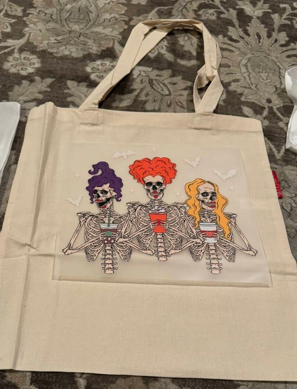 Skeleton Sisters Canvas Tote Bag