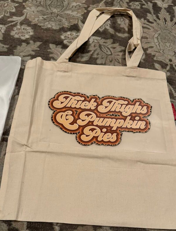 “Thick Thighs & Pumpkin Pies” Canvas Tote Bag