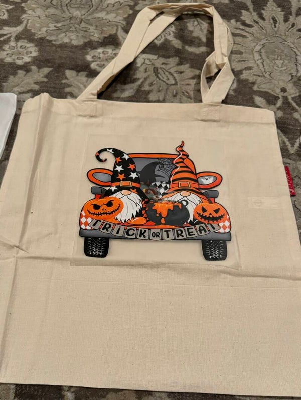 Trick or Treat Gnome Truck Canvas Tote Bag