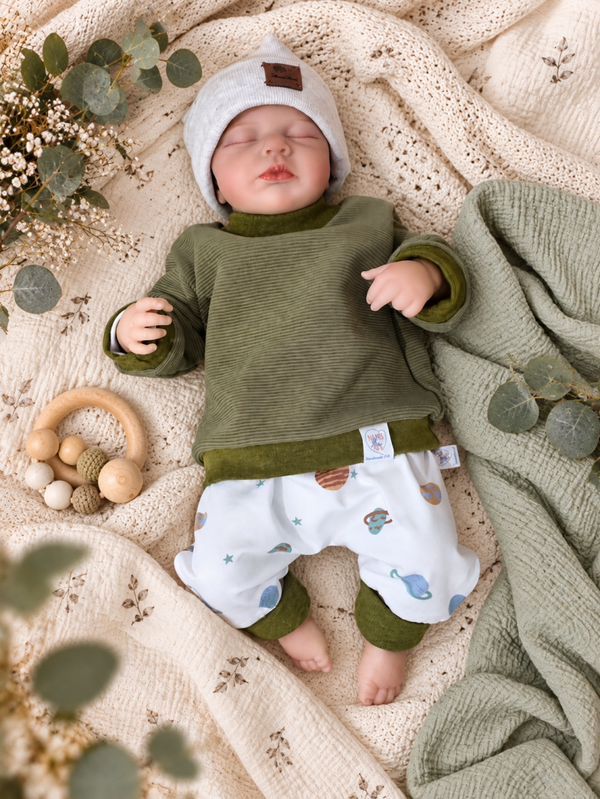 Baby Set 2-teilig - Sweatshirt & Pumphose mit Planeten - Baby Outfit aus Baumwolle