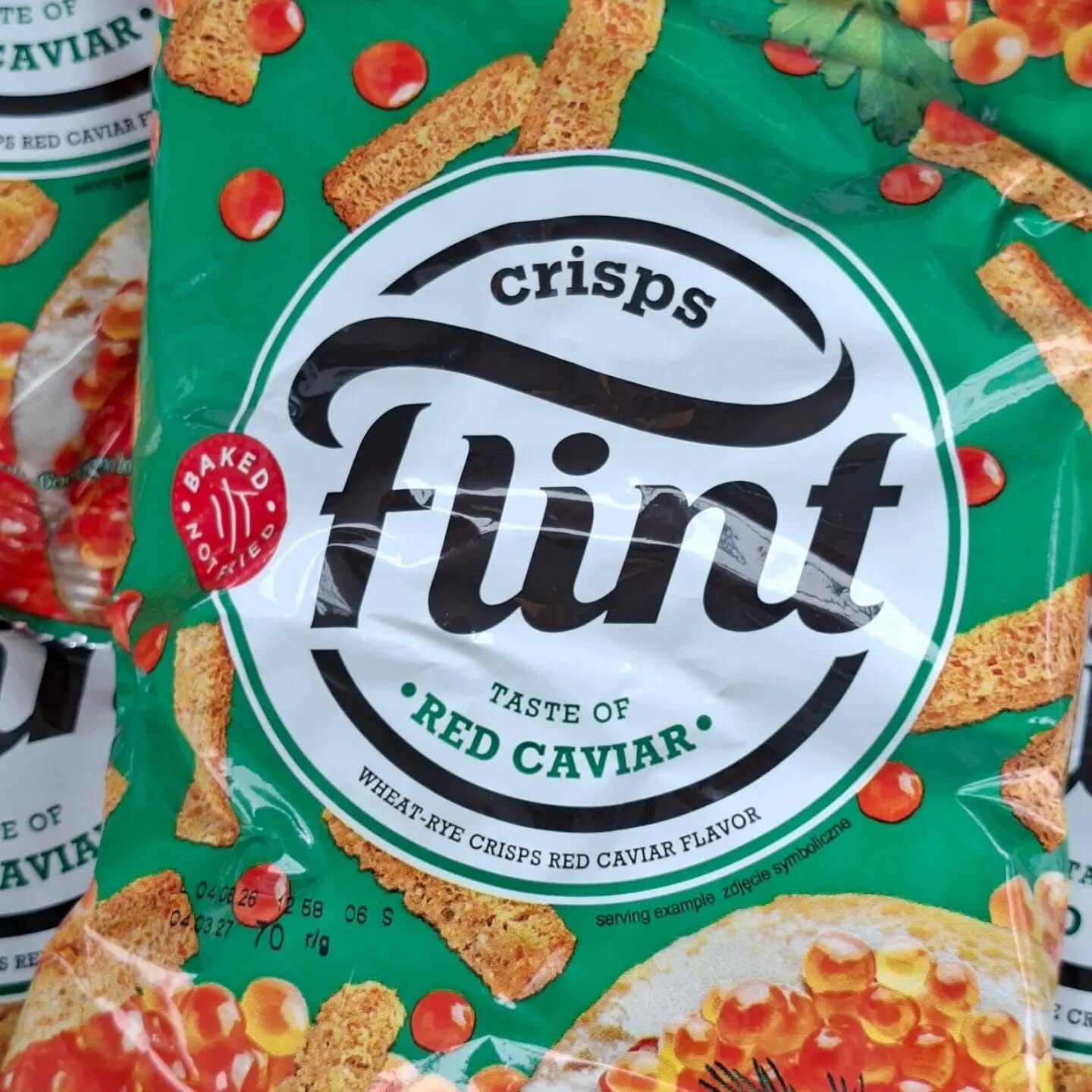 Sucharki Flint "Grzanki" o smaku czerwonego kawioru 70g