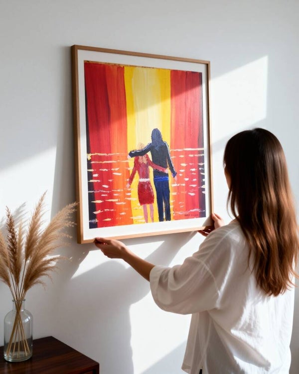 Walking into the sun set . A large multi coloured painting for living room , dining room or bedroom, untitled,Into the rainbow