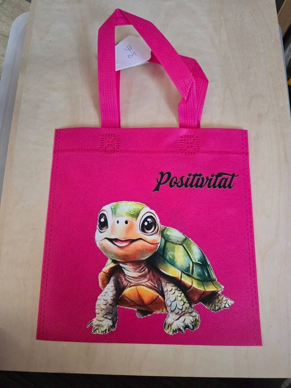 Stoffbeutel pink Schildkröte & positiv