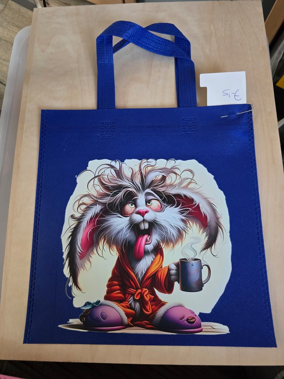 Stoffbeutel blau Hase einatmen