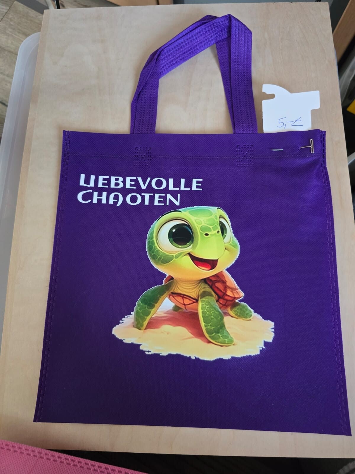 Stoffbeutel lila Schildkröte