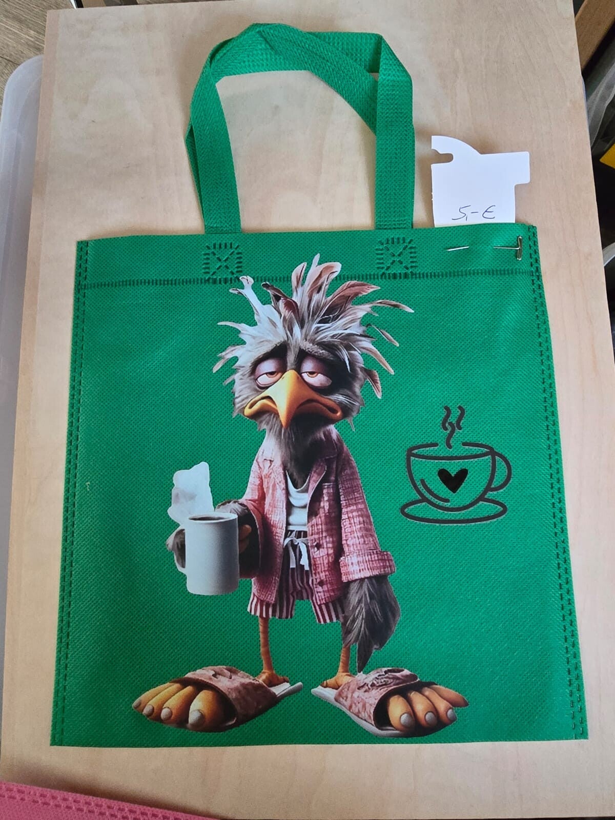 Stoffbeutel grün Vogel