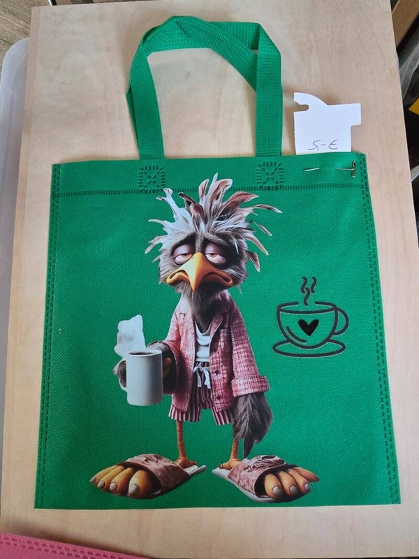 Stoffbeutel grün Vogel