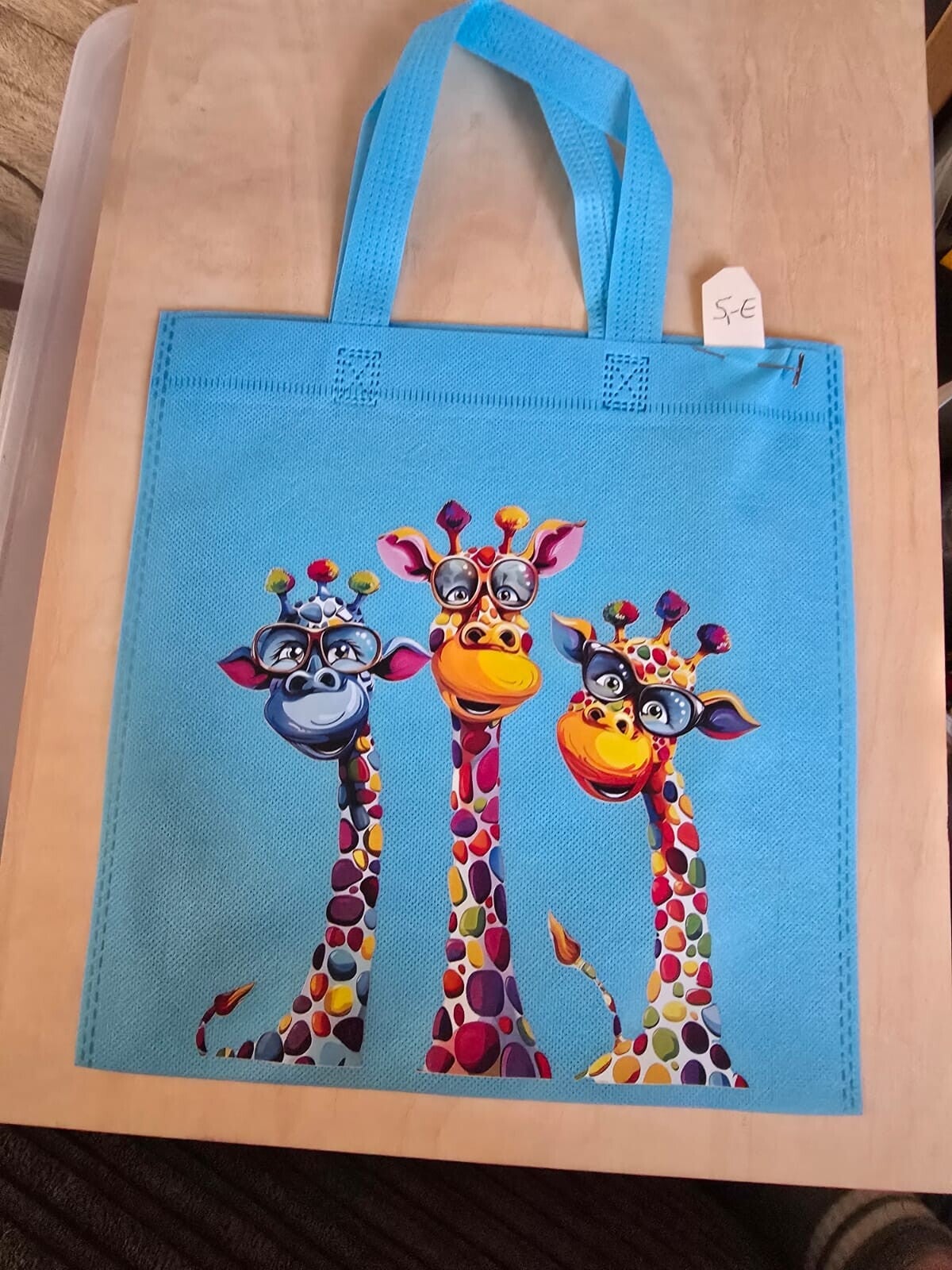 Stoffbeutel hellblau Giraffe