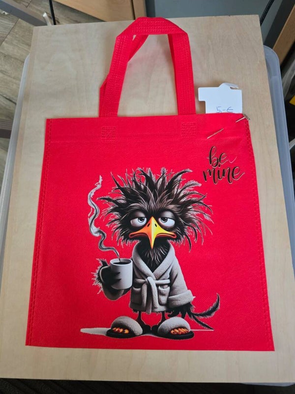 Stoffbeutel rot Vogel  be mine