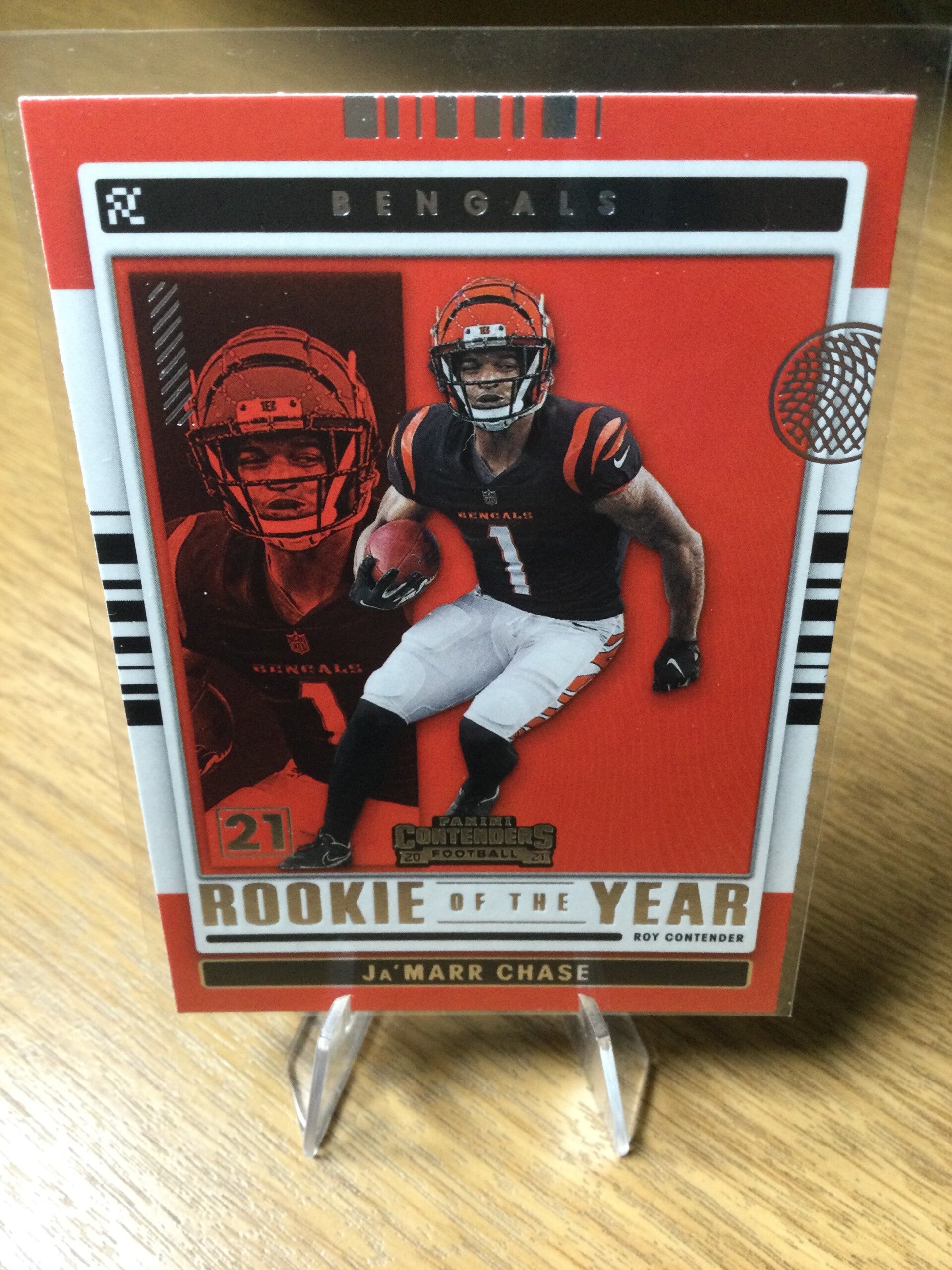 JA'MARR CHASE RC - 2021 PANINI CONTENDERS - ROOKIE OF THE YEAR #ROY-JCH
