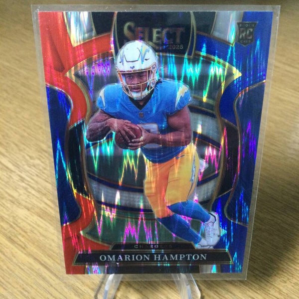 OMARION HAMPTON RC - 2025 PANINI SELECT - CONCOURSE LEVEL RED & BLUE SHOCK PRIZM #2