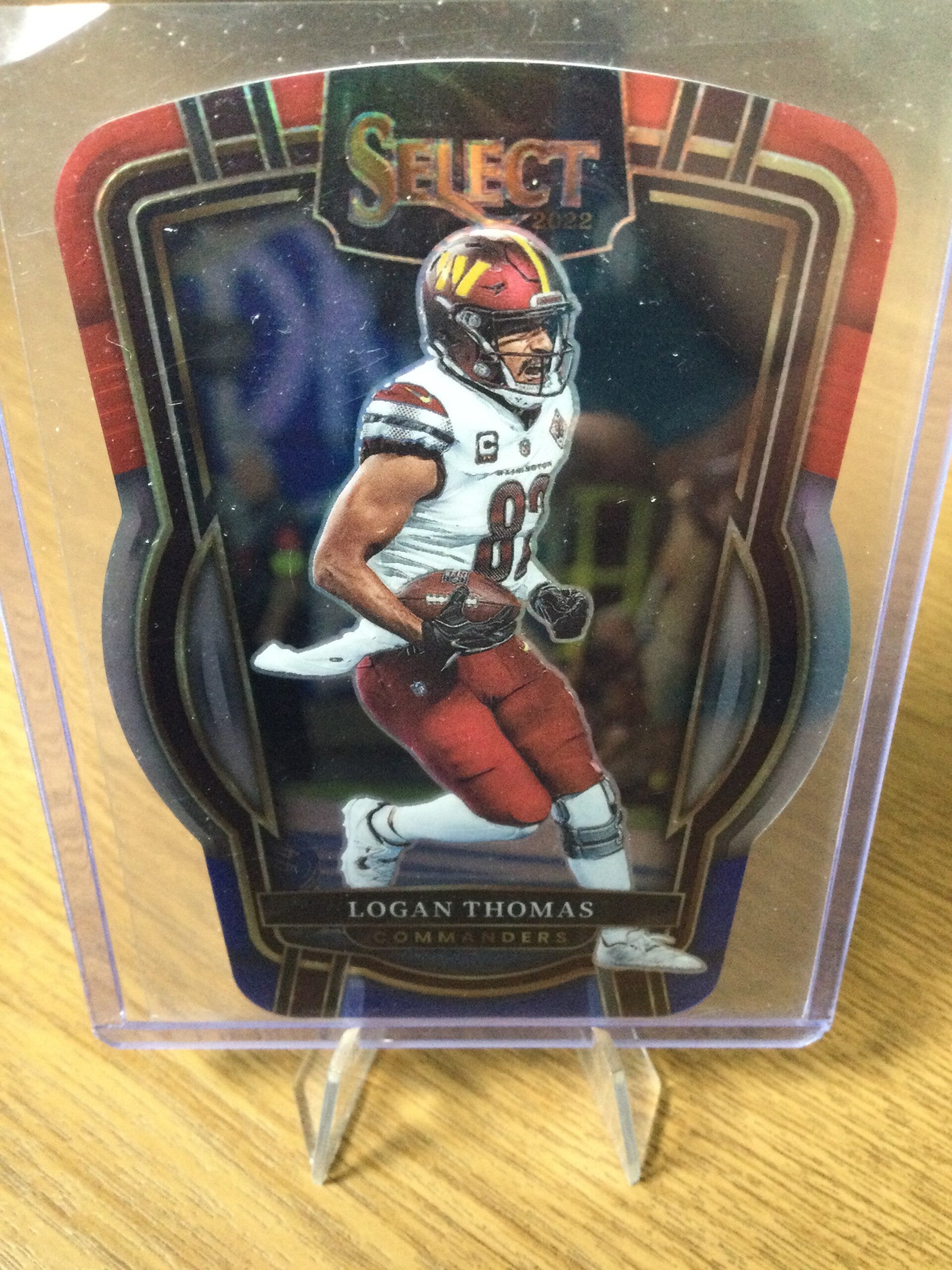 LOGAN THOMAS - 2022 PANINI SELECT - CLUB LEVEL RED, WHITE & BLUE HOLO PRIZM DIE-CUT #203