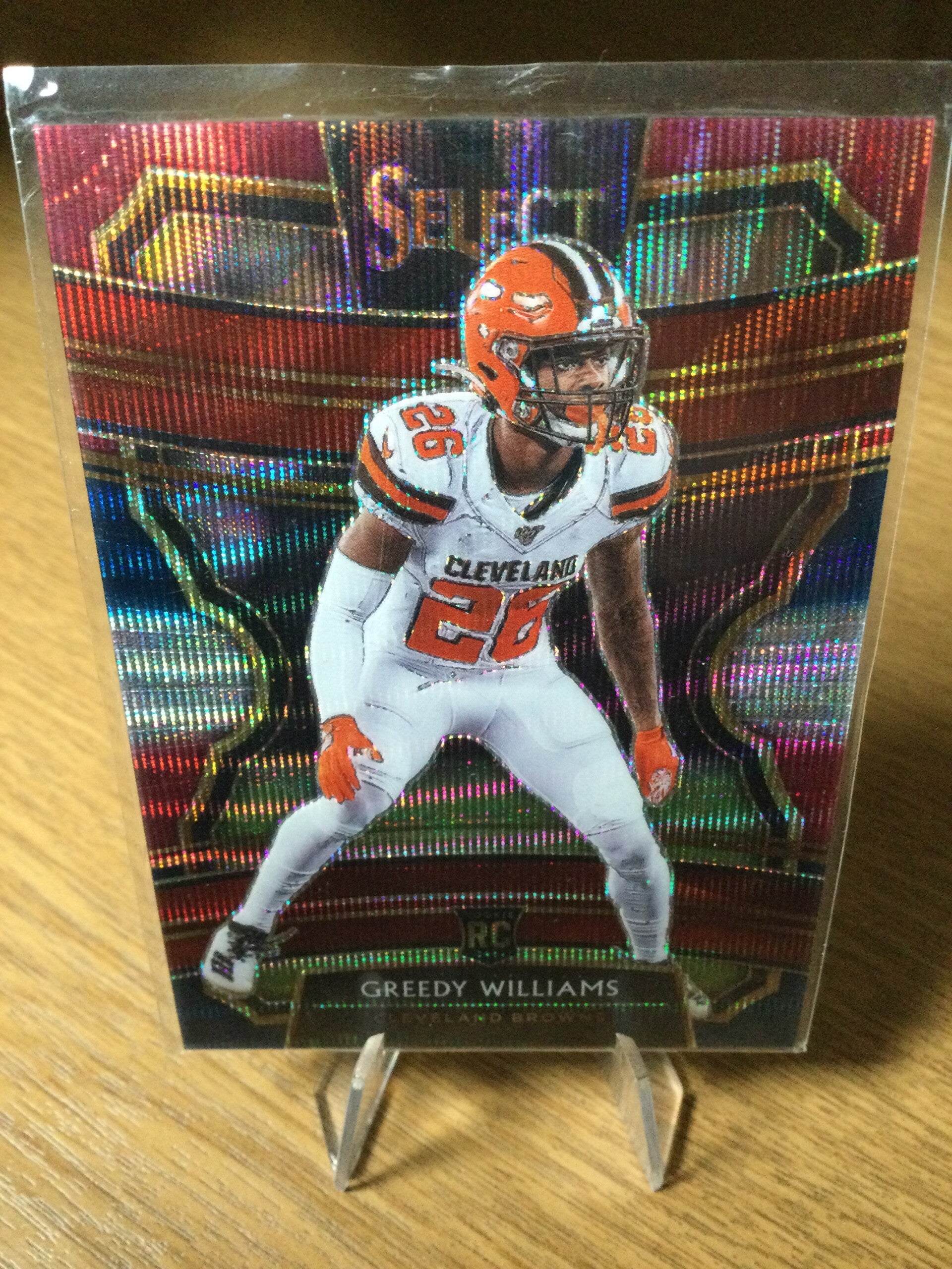 GREEDY WILLIAMS RC - 2019 PANINI SELECT - CONCOURSE LEVEL RED, WHITE & BLUE WAVE PRIZM /199 #24