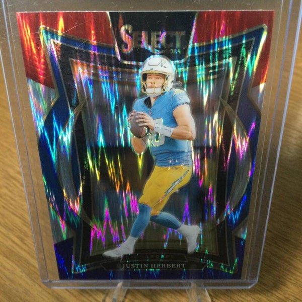JUSTIN HERBERT - 2024 PANINI SELECT - CONCOURSE LEVEL RED & BLUE SHOCK PRIZM #41