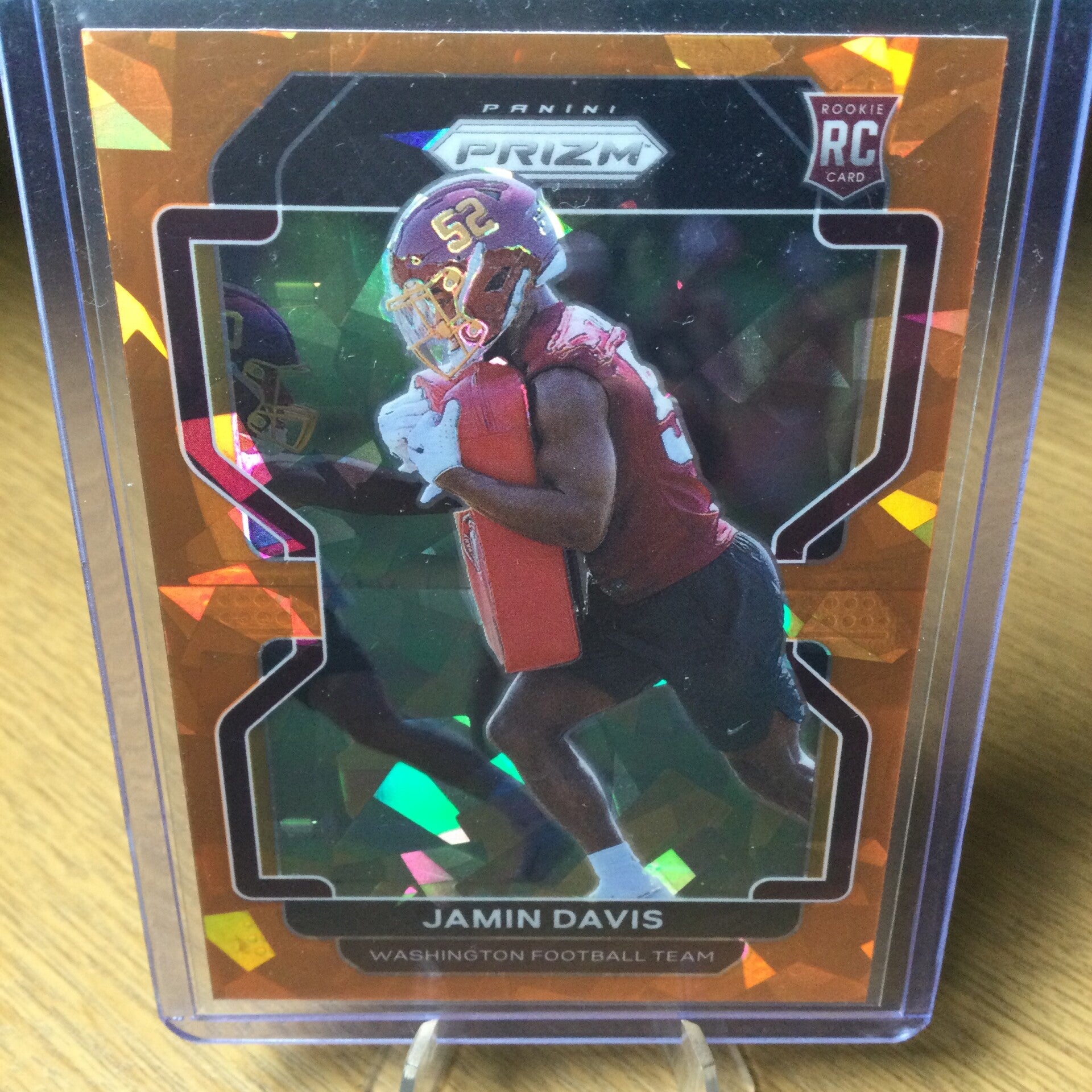 JAMIN DAVIS RC - 2021 PANINI PRIZM - ORANGE CRACKED ICE PRIZM #383 - WASHINGTON COMMANDERS