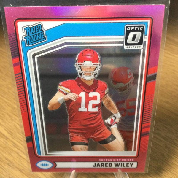 JARED WILEY RC - 2024 PANINI DONRUSS - RATED ROOKIE OPTIC PREVIEW PINK PARALLEL #387 - KANSAS CITY CHIEFS