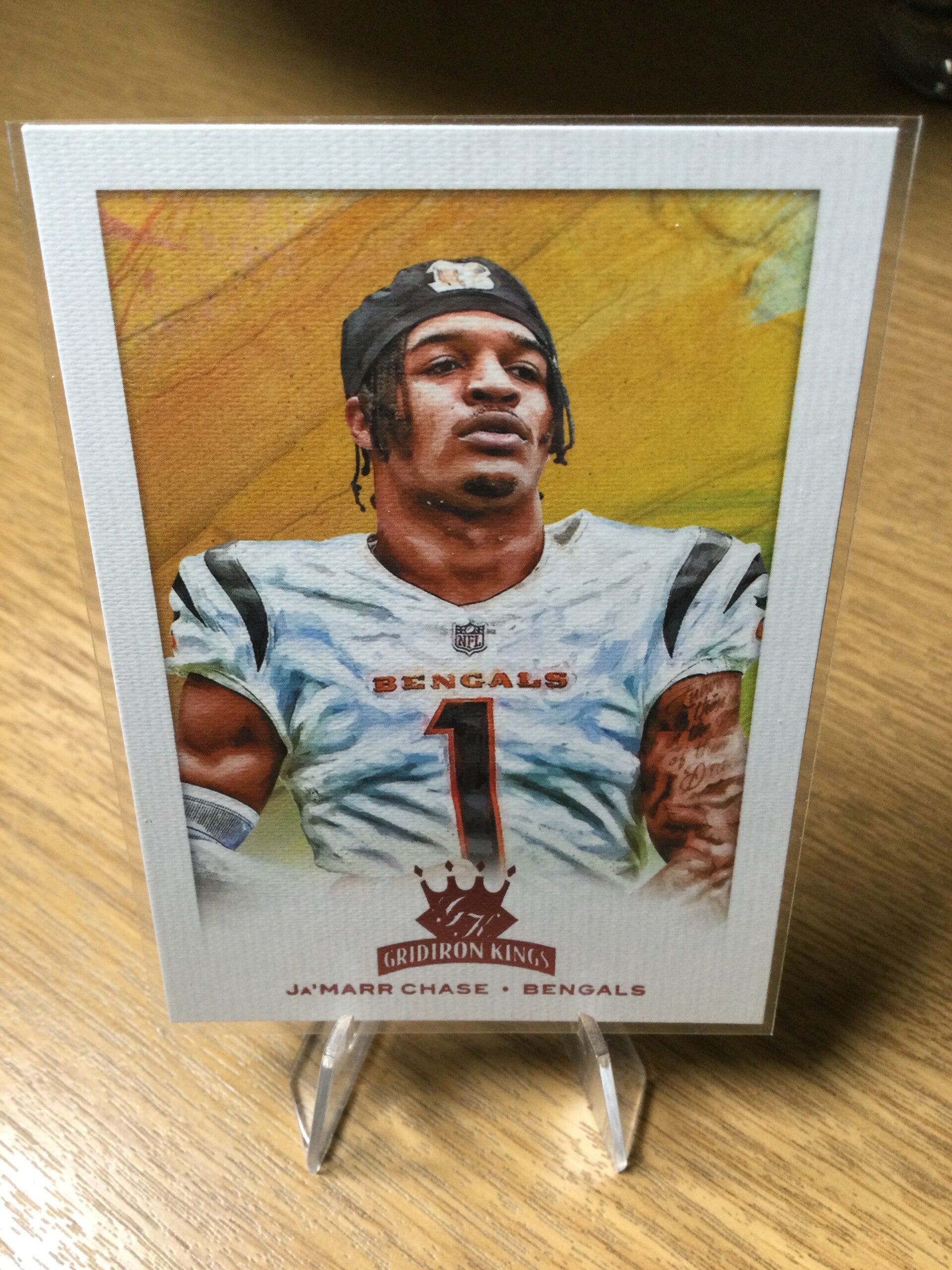 JA'MARR CHASE RC - 2021 PANINI CHRONICLES DONRUSS - GRIDIRON KINGS PINK PARALLEL #GK-24