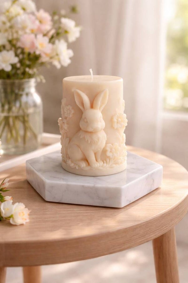 Standkerze '' Blütenhase''