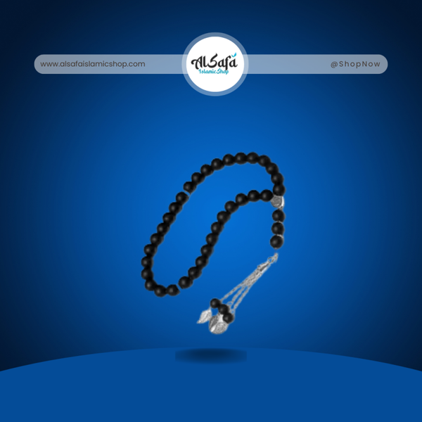 Handcrafted 33-Bead Islamic Tasbih – 10mm Black Frosted Crystal