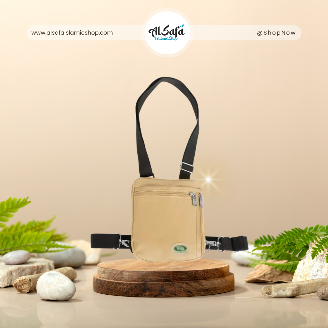 Hajj & Umrah Essentials Bag for Men – Anti-Theft, Water-Resistant | Beige