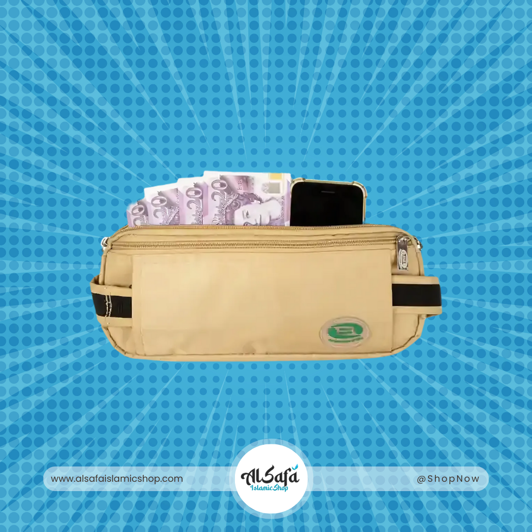 Anti-Theft Hajj & Umrah Waist Bag for Men – Beige