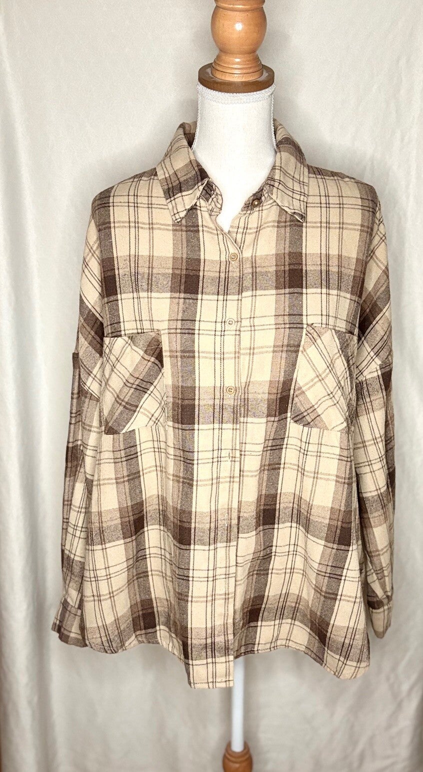 Chemise à carreaux marron