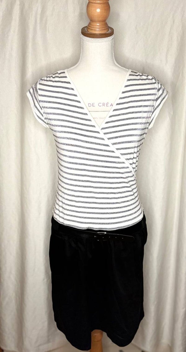 Robe noire et blanche avec jupe