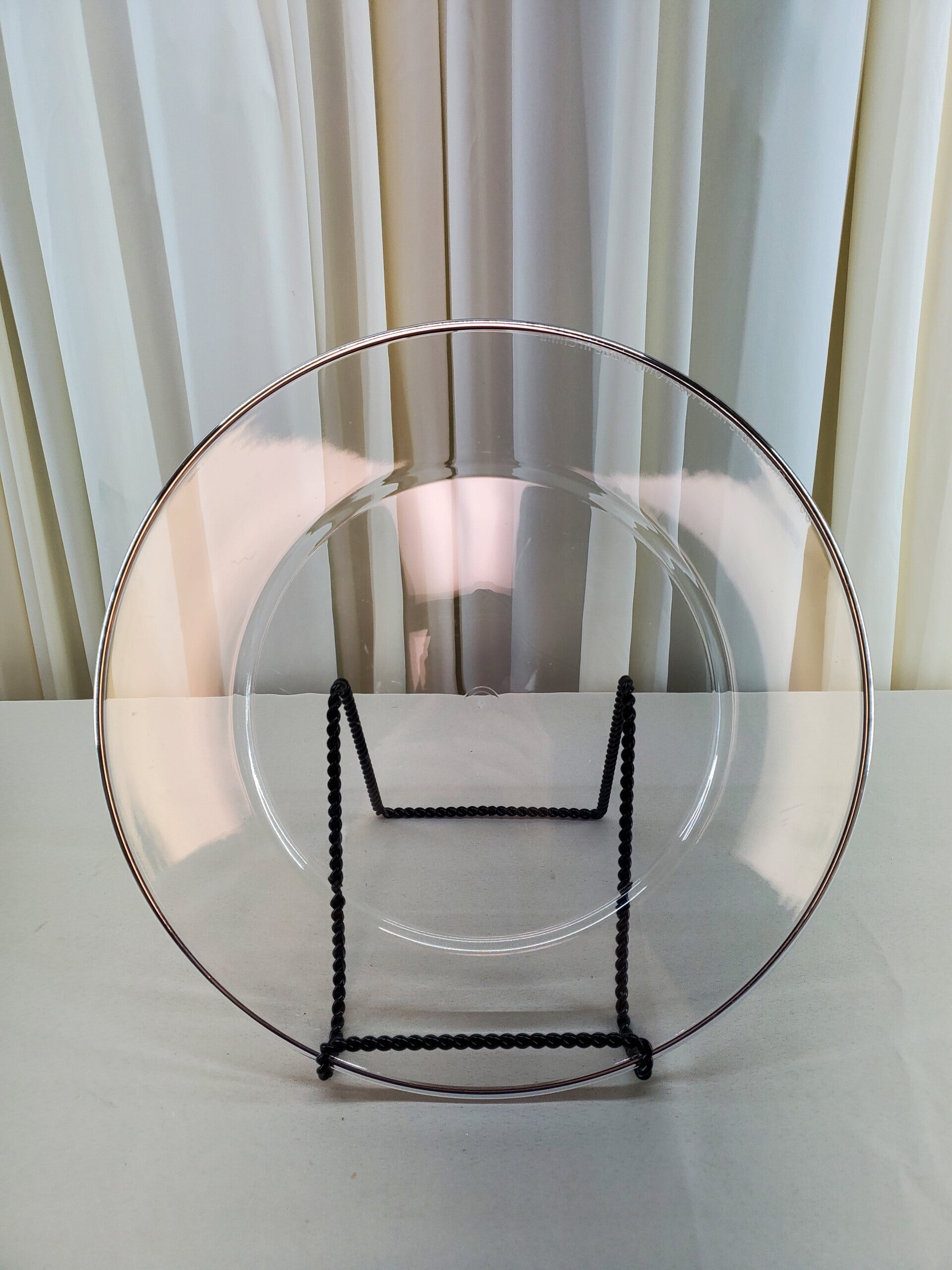 Silver Rim Plastic Charger Plate (Qty 6)