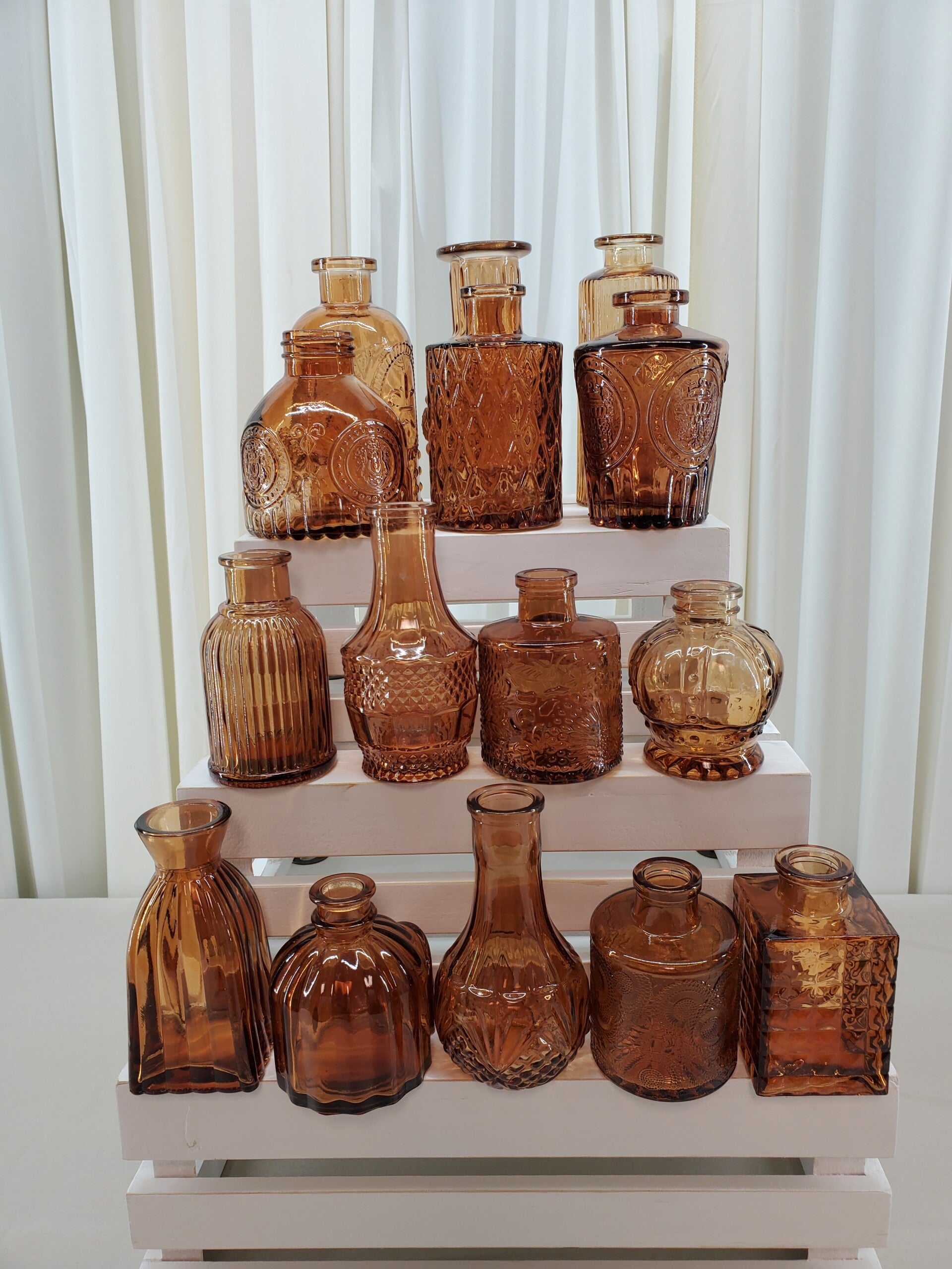 Amber Glass Bud Vases (Qty 15)