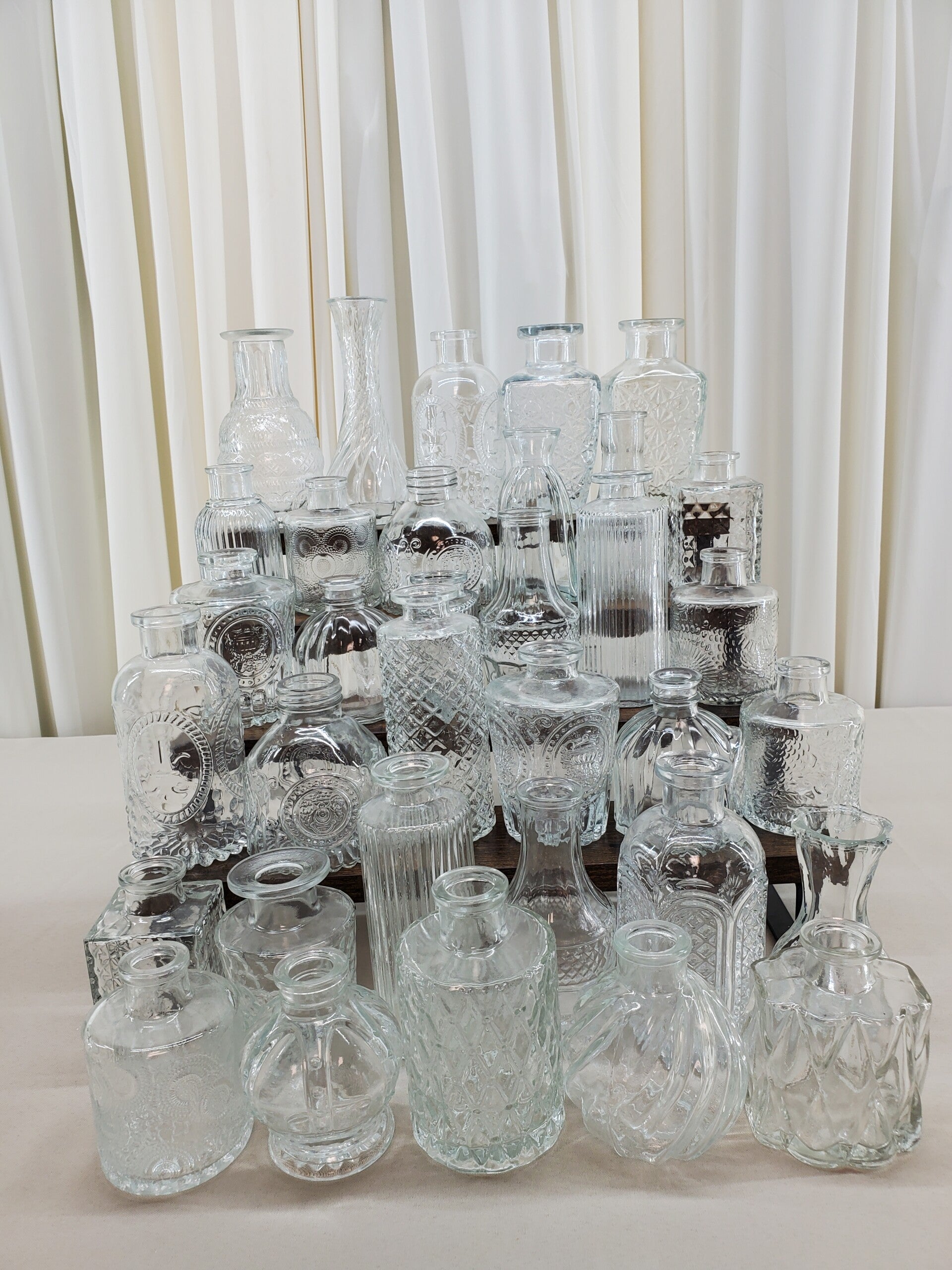 Clear Glass Bud Vases (Qty 34)