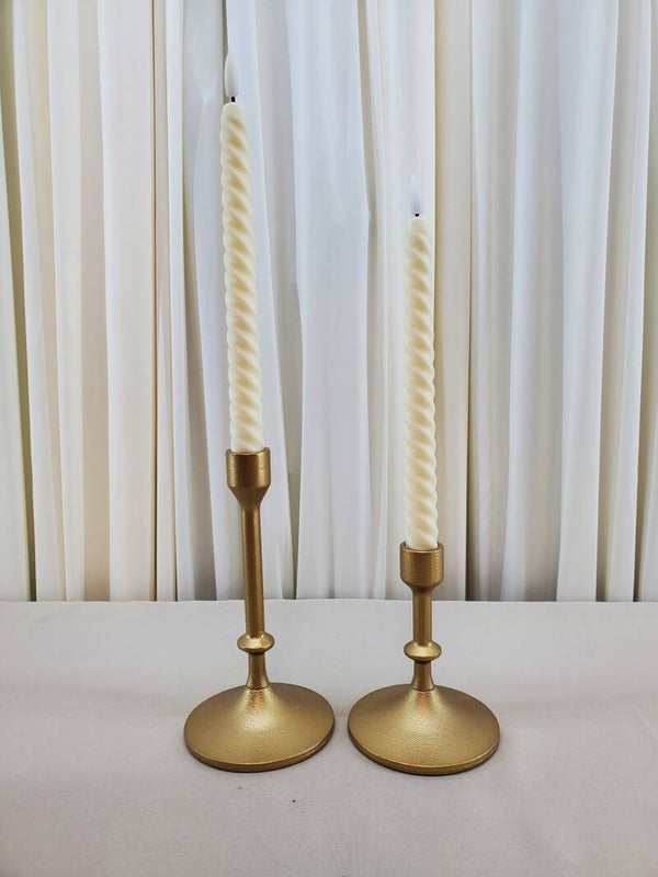 Tall Gold Taper Candle Holders (Qty 8)
