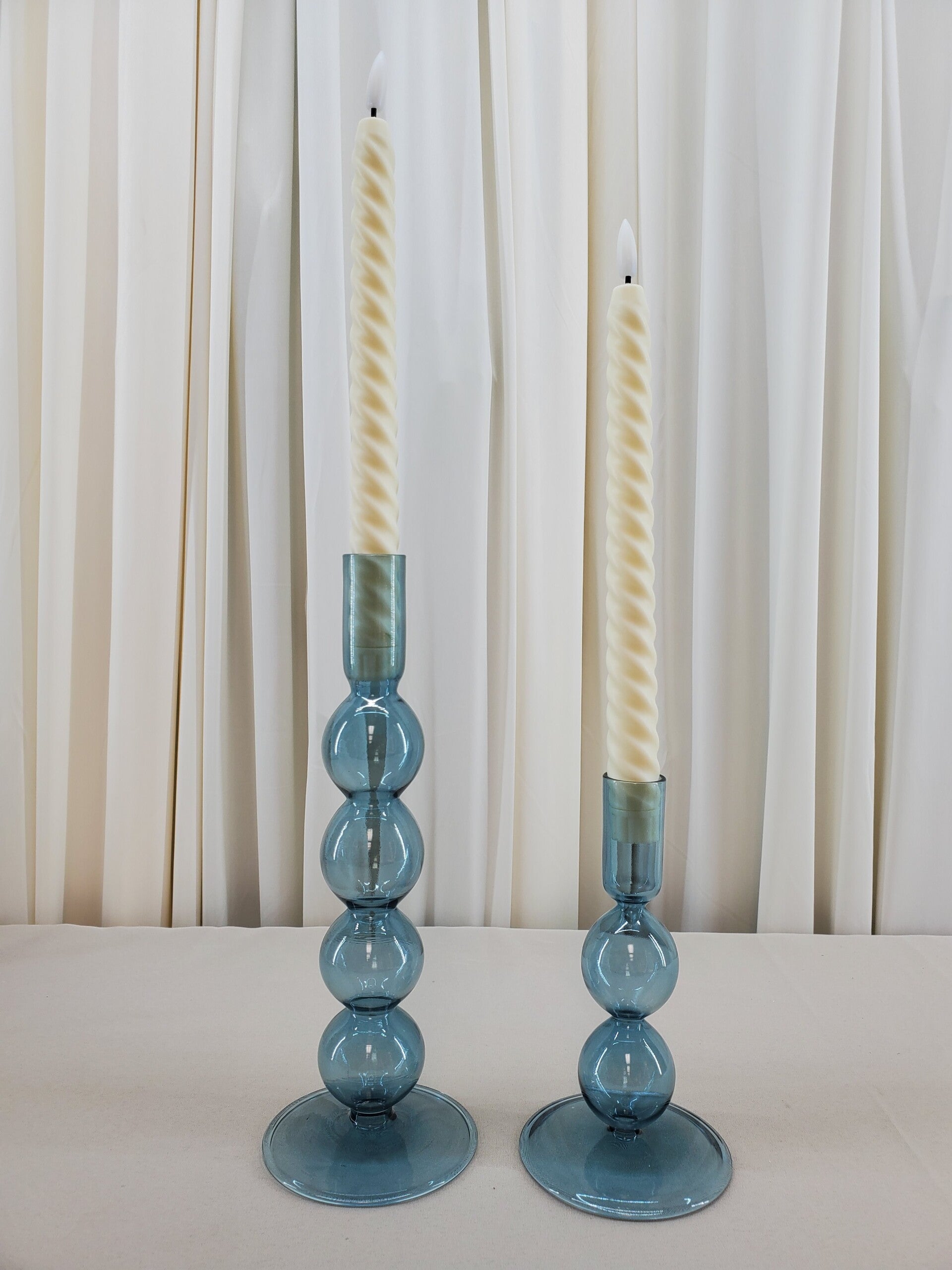 Short Blue Bubble Taper Candle Holder (Qty 7)