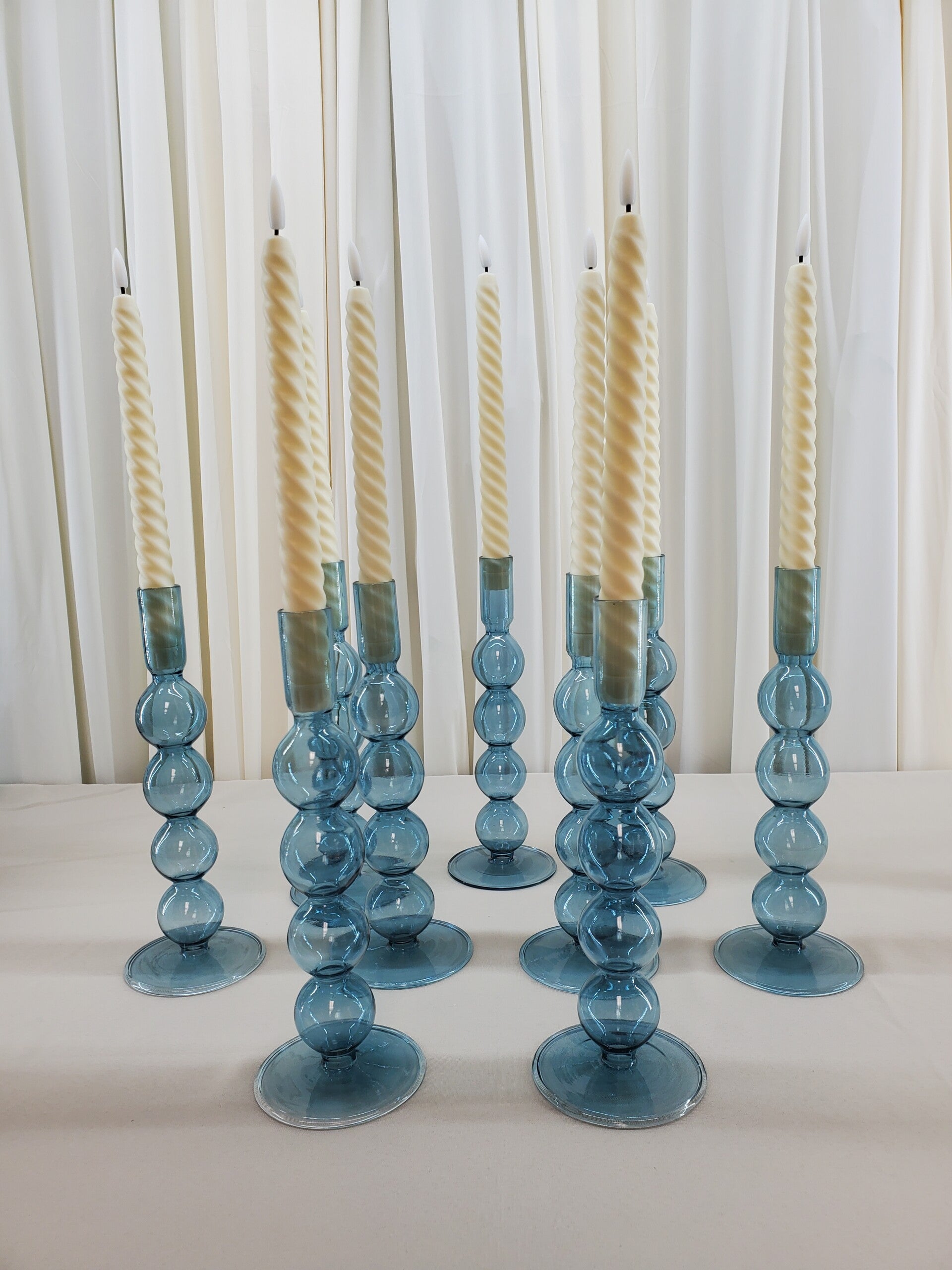 Tall Blue Bubble Taper Candle Holder (Qty 9)