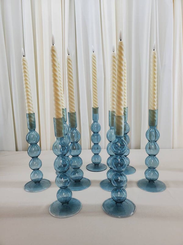Tall Blue Bubble Taper Candle Holder (Qty 9)