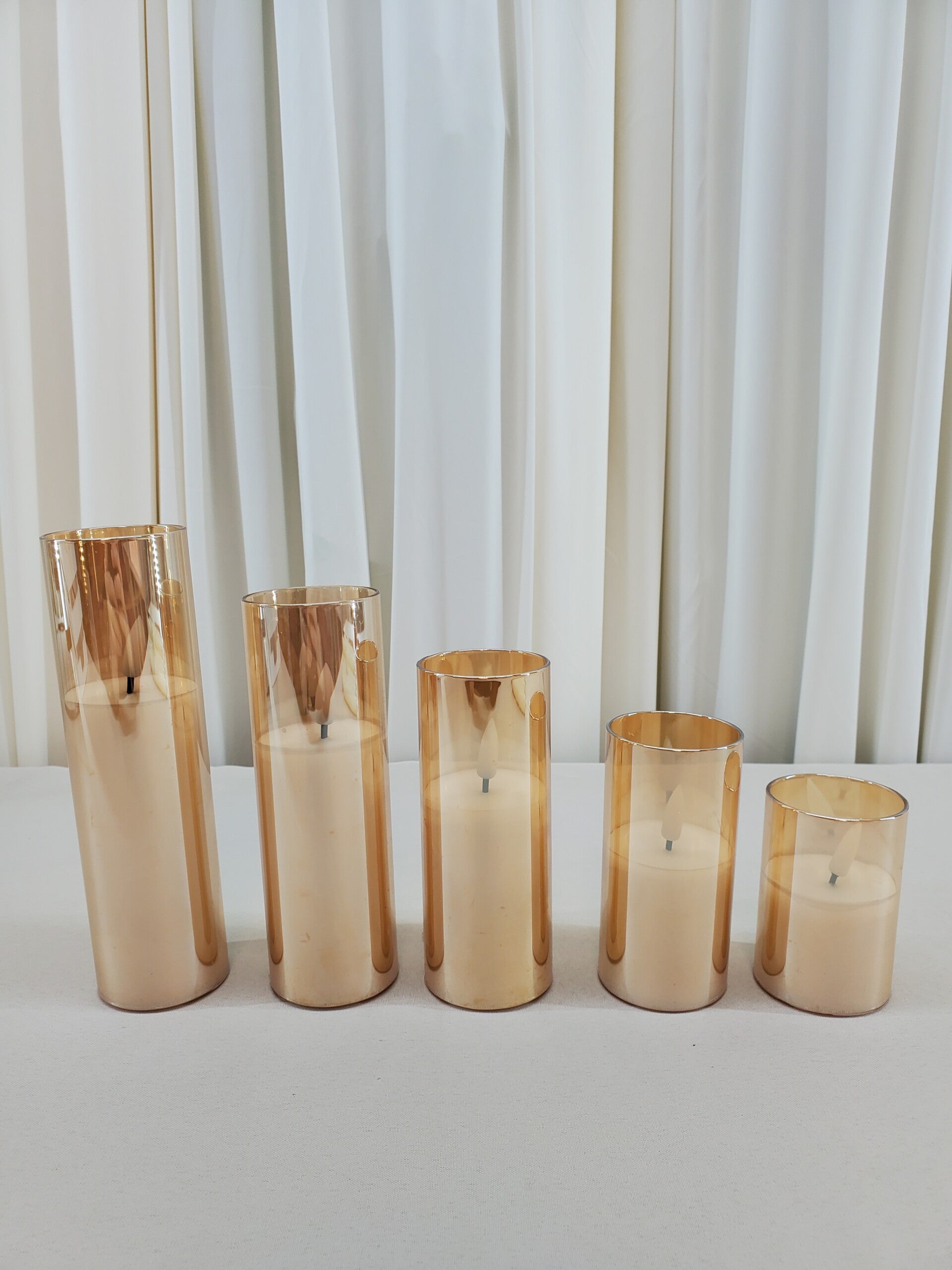 Flameless Real Wax and Glass Pillar Candle Set (Qty 5)