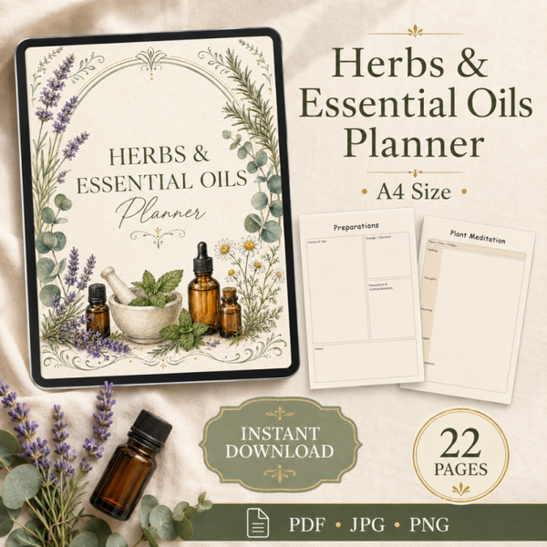 Herbs & Essential Oils Planner – 22-Page A4 Printable PDF, JPG and PNG Instant Download