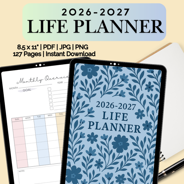 2026–2027 All-in-One Life Planner | 126-Page Printable Daily, Weekly & Monthly Organizer | Budget, Habit, & Goal Tracker | Instant Download (PDF | JPG | PNG)
