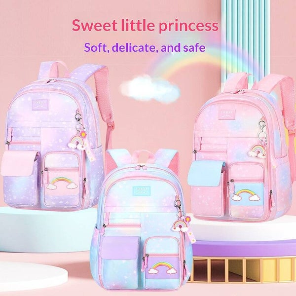 Lightweight Rainbow Children’s School Backpack with Padded Curved Shoulder Straps