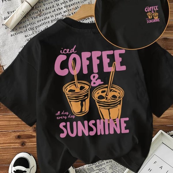Women’s Iced Coffee & Sunshine Graphic T-Shirt | Cotton Short-Sleeve Casual Top