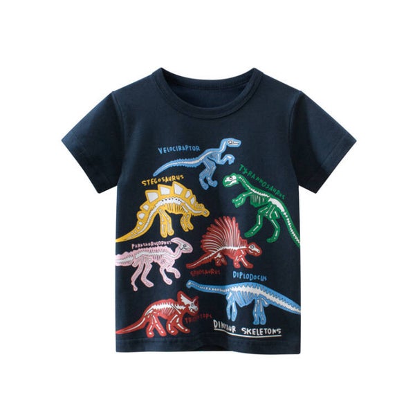 Dinosaur Cartoon Short-Sleeved T-Shirt for Kids | Pure Cotton Baby & Toddler Summer Top (90–140cm)