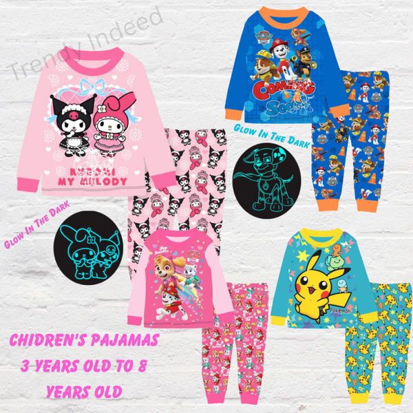 Children's Pajamas for Ages 3 to 8 – Inspired by Kuromi, My Melody, Pikachu & Paw