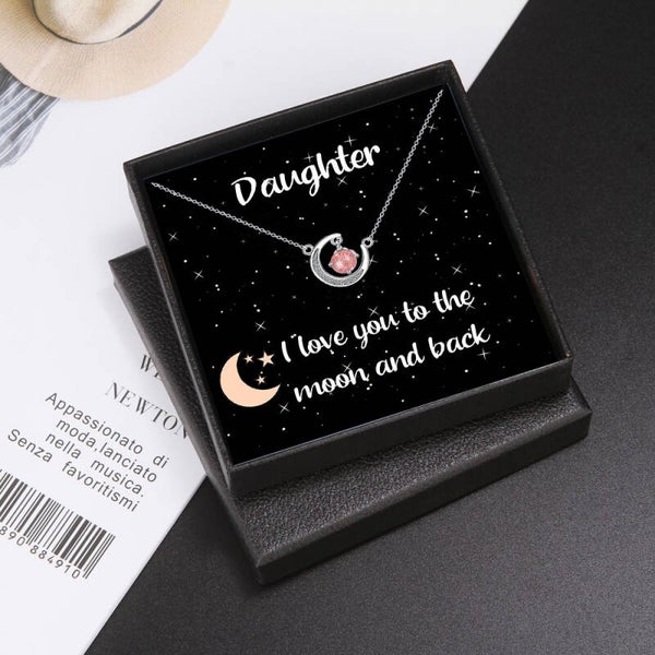 Moon Diamond Pendant Necklace for Daughter | Elegant Gift Box Set