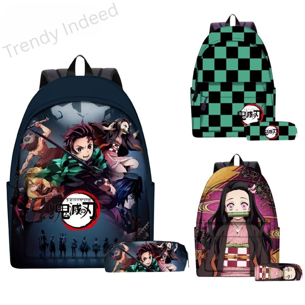 Anime-Inspired Backpack Set | Demon Slayer Style Primary School Bag & Pencil Case