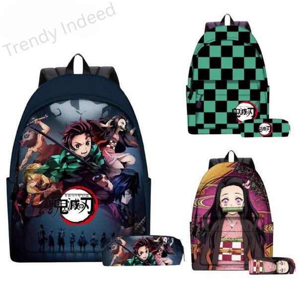 Anime-Inspired Backpack Set | Demon Slayer Style Primary School Bag & Pencil Case