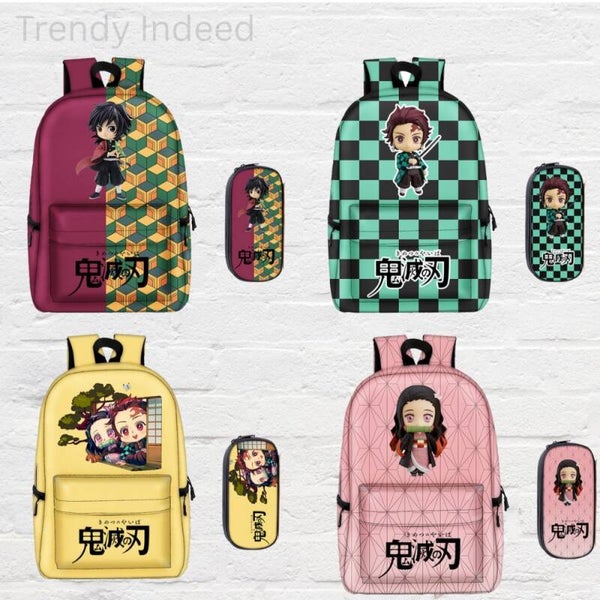 Demon Slayer-Inspired School Backpack & Pencil Case Set for Kids