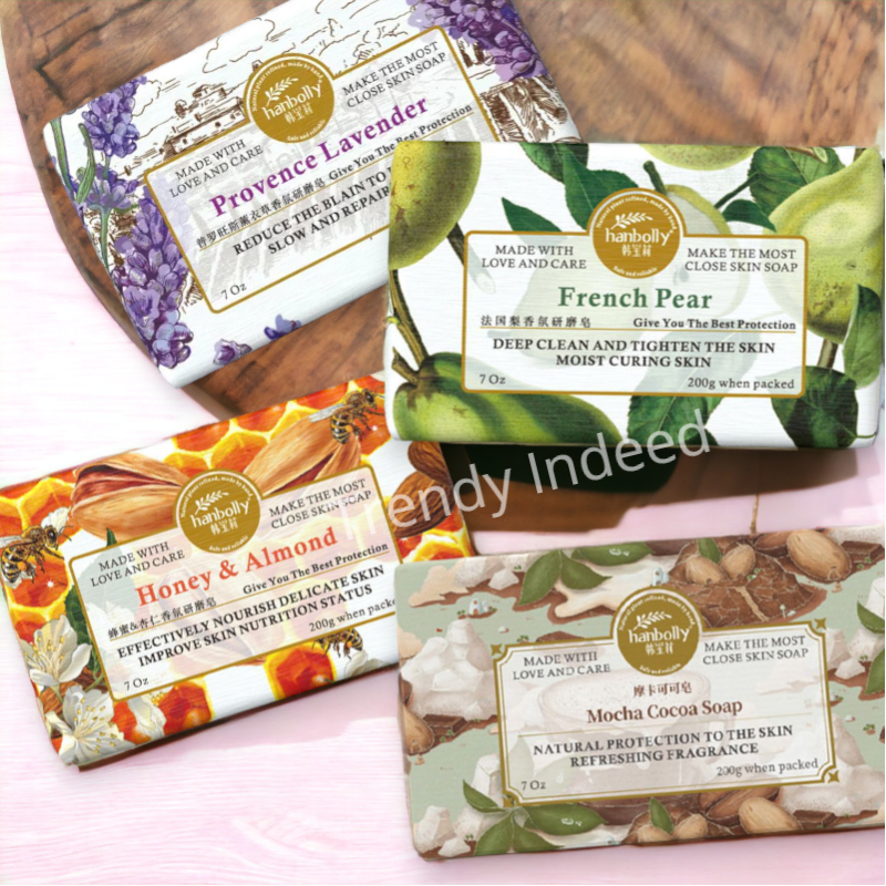 Hanbolly French Fragrance Exfoliating Soap 200g - Handcrafted Soap