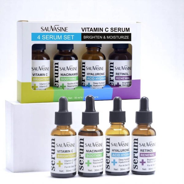SAUVASINE 4-in-1 Facial Serum Set | Brightening, Soothing, Hydrating, Renewal