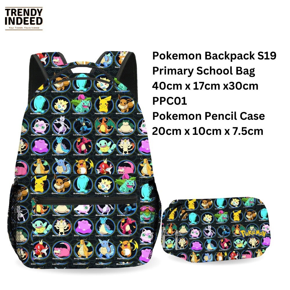 Adventure (Pokemon)- Inspired Kids Backpack & Pencil Case Set | Primary School Bag with A4 Capacity